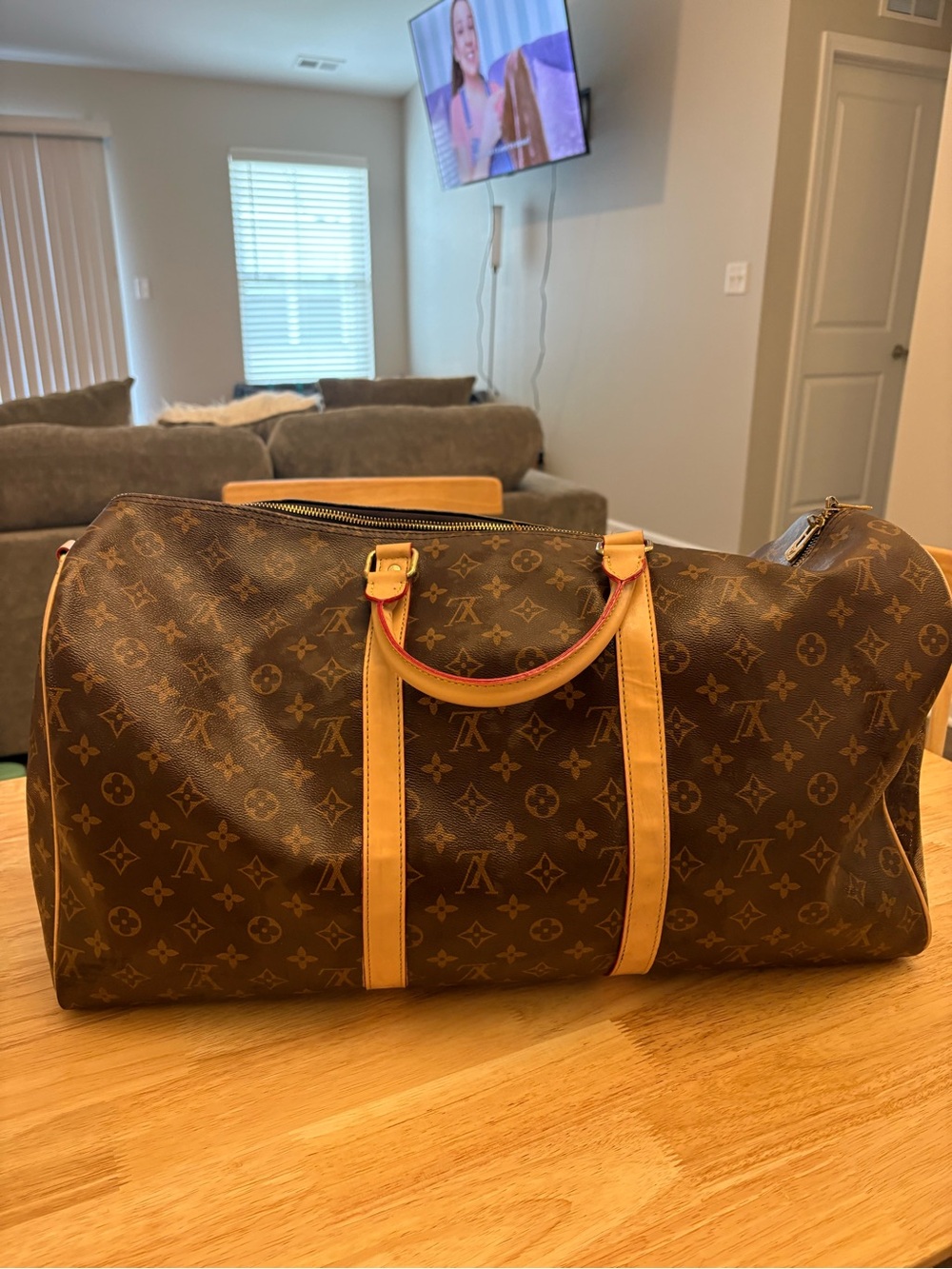 Monogram Canvas Travel Duffle Bag in Brown - Picture 4 of 10